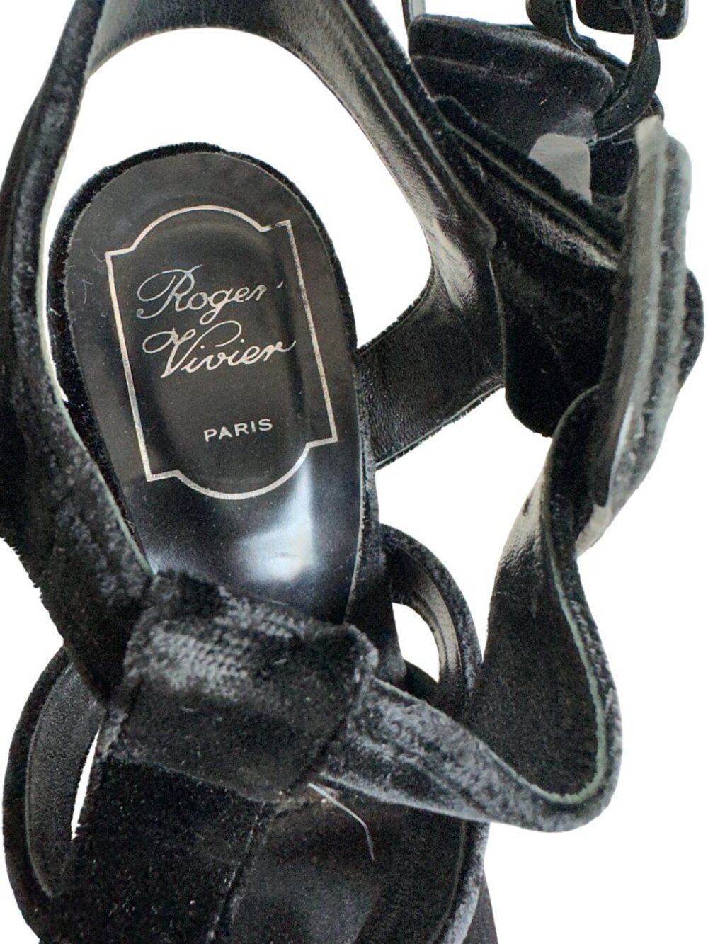 ROGER VIVIER Rich Black Velvet Stiletto Heels Sz 37.5 - Picture 6 of 6